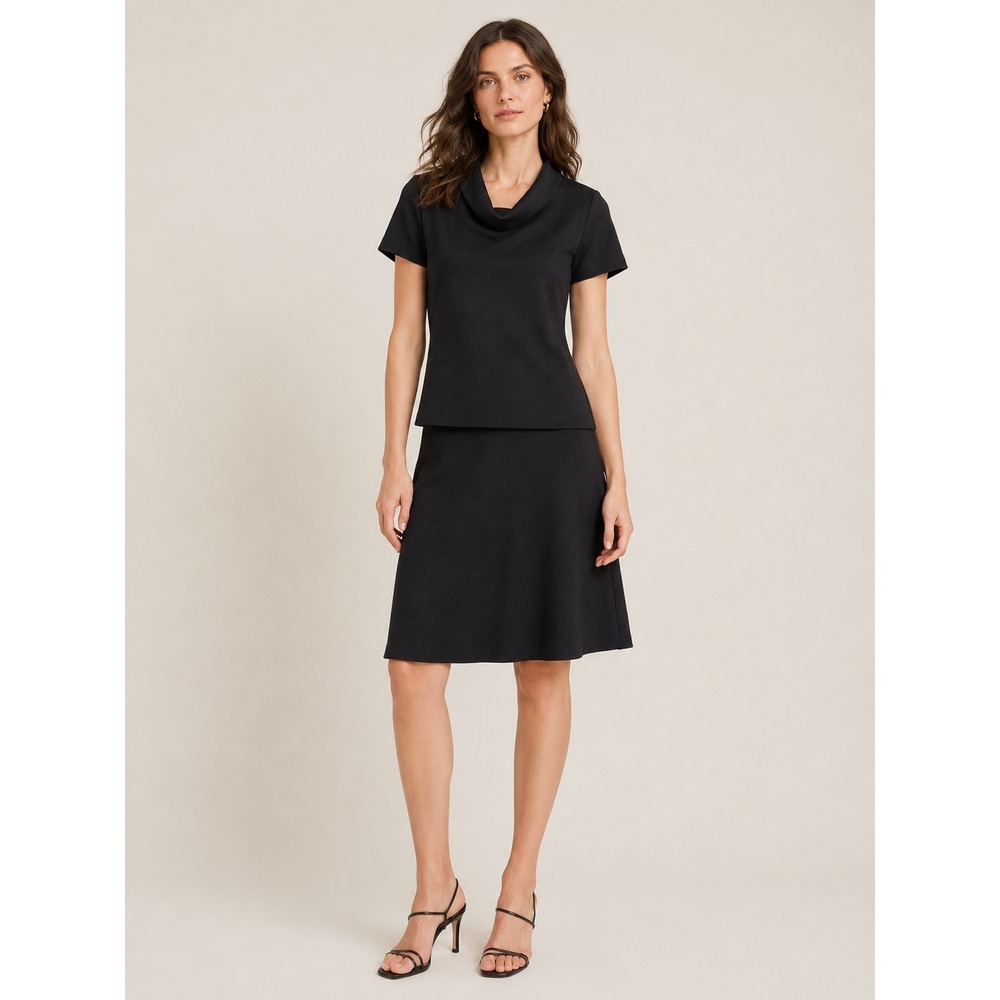 Talbots Womens Black Cowl Neck Top and A-Line Skirt Set Size 6 Professional Suit